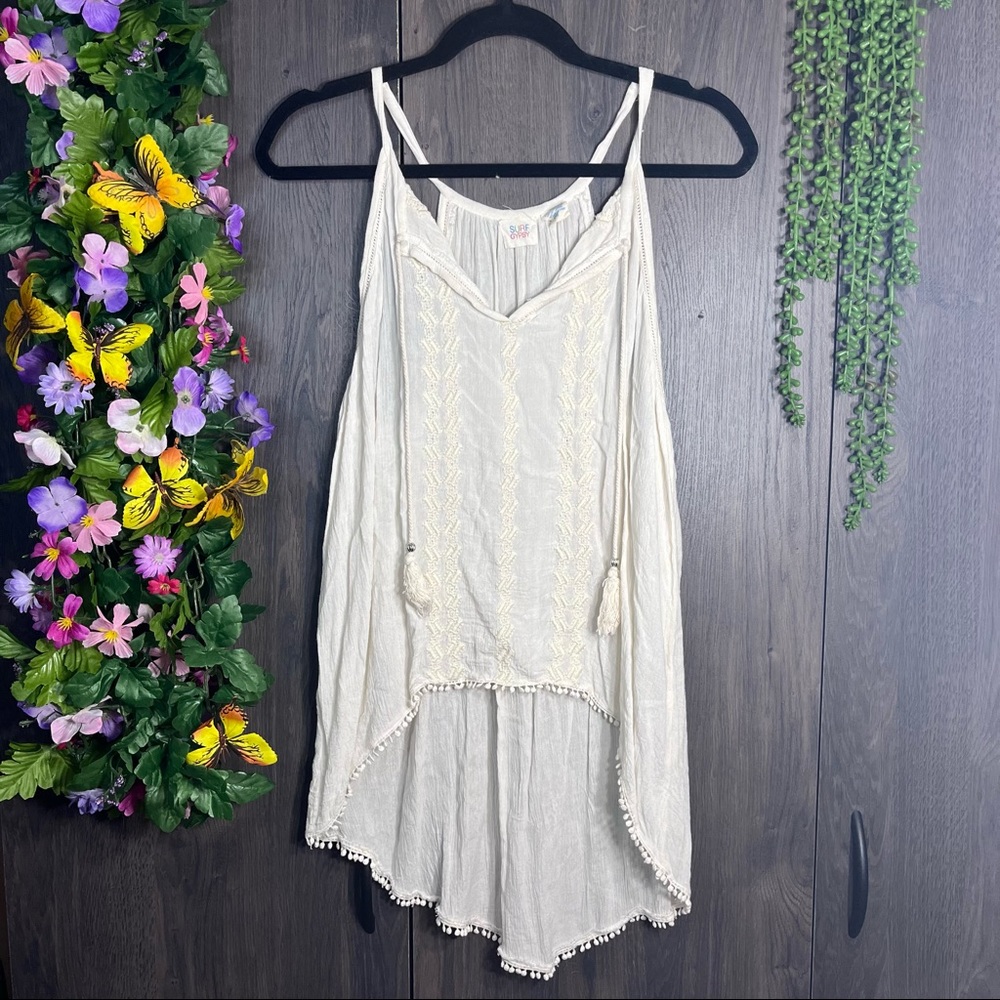 ≈💙2/$40💙Surf Gypsy Sleeveless Cream High Low Blouse Size Small